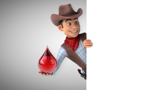 Fun Cowboy Mit Tropfen Animation — Stockvideo