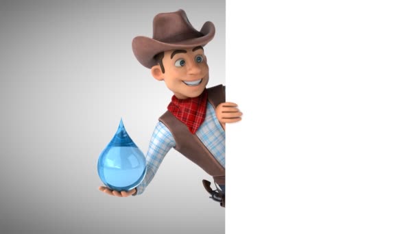 Divertido Personaje Dibujos Animados Vaquero Con Gota Animación — Vídeos de Stock