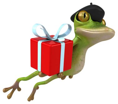 Eğlenceli çizgi film karakteri ile hediye - 3d çizim