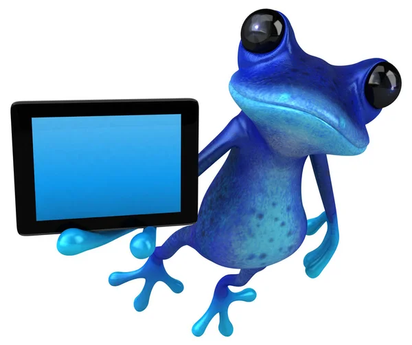 Frosch Cartoon Figur Mit Tablet Illustration — Stockfoto