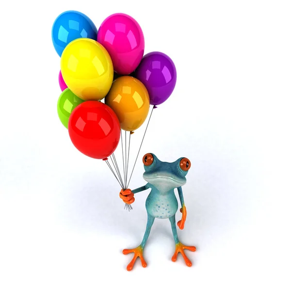 Fun Βάτραχος Μπαλόνια Εικονογράφηση — Φωτογραφία Αρχείου
