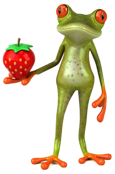 Frog Cartoon Character Strawberry Illustration — Stock Photo, Image