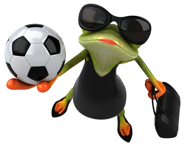 Frosch Cartoon Figur Mit Ball Illustration — Stockfoto