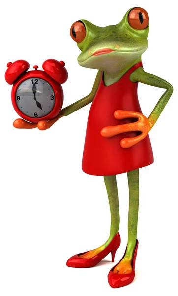 Lustiger Frosch Mit Uhr Illustration — Stockfoto