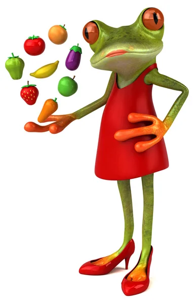 Lustige Cartoon Figur Mit Obst Und Gemüse Illustration — Stockfoto