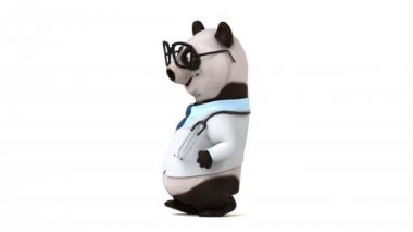 Eğlenceli panda çizgi film karakter doktor - animasyon 
