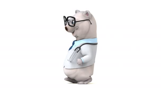 Fun Bear Cartoon Character Doctor Animation — Stock Video