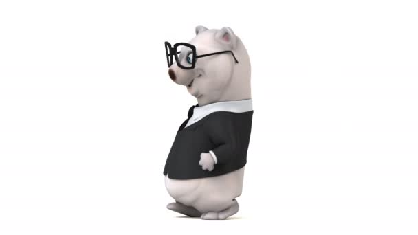 Diversão Urso Empresário Personagem Desenho Animado Animação — Vídeo de Stock