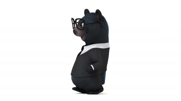 Fun Bear Businessman Cartoon Character Animation — Stock Video
