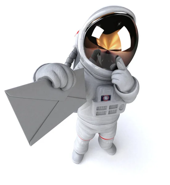 Astronauta Divertido Com Envelope Ilustração — Fotografia de Stock