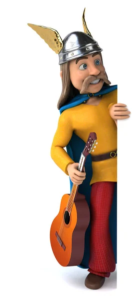 Spaß Cartoon Figur Mit Gitarre Illustration — Stockfoto