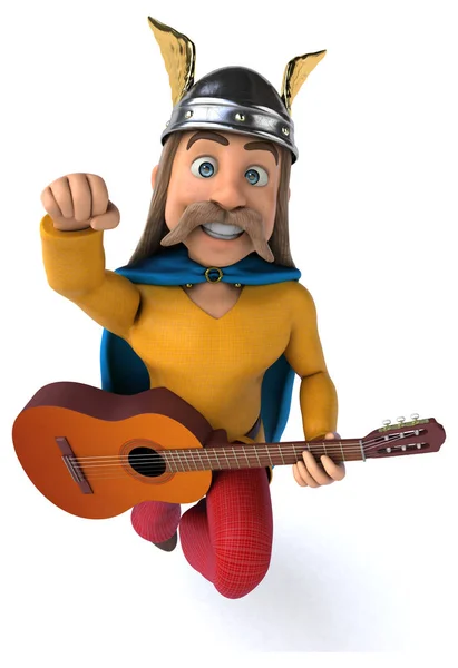 Spaß Cartoon Figur Mit Gitarre Illustration — Stockfoto