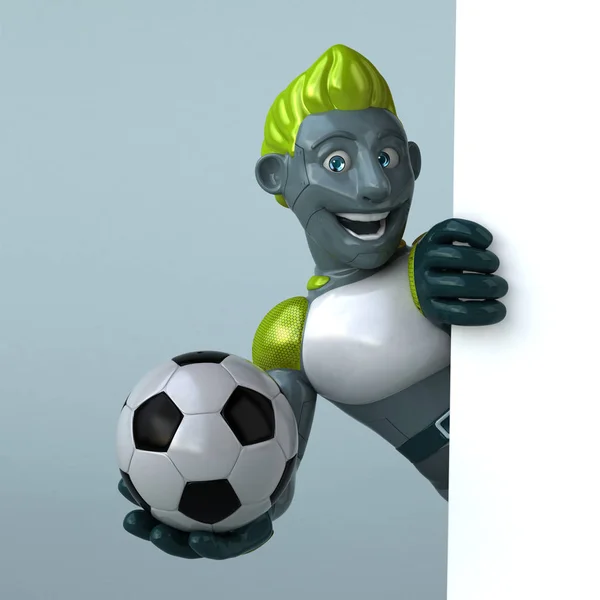 Personagem Desenho Animado Divertido Com Bola Ilustração — Fotografia de Stock