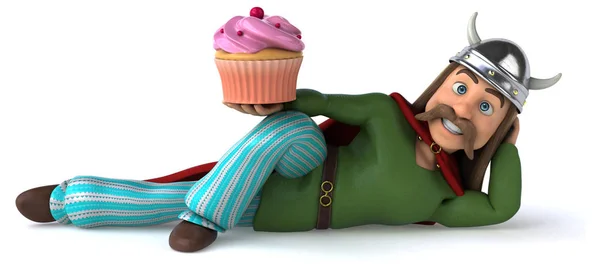 カップケーキ イラストで楽しい漫画のキャラクター — ストック写真