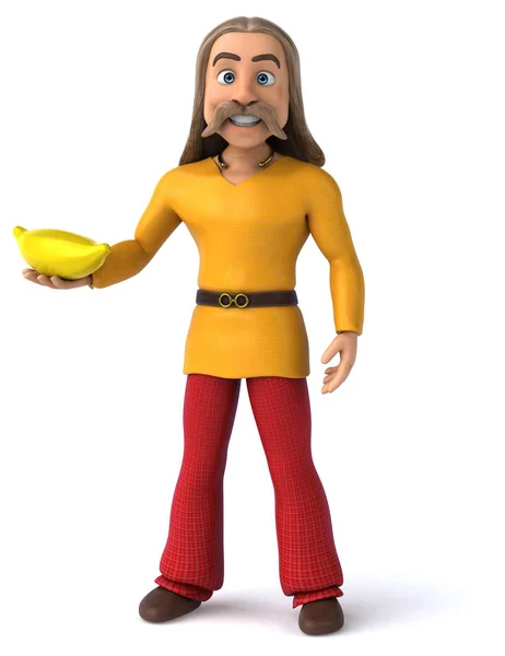 Смішний Мультяшний Персонаж Бананом Ілюстрація — стокове фото
