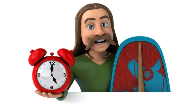 Divertido Personaje Dibujos Animados Con Reloj Ilustración — Foto de Stock