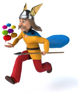 Komik çizgi film karakteri ile - 3d illüstrasyon kabarcıklar