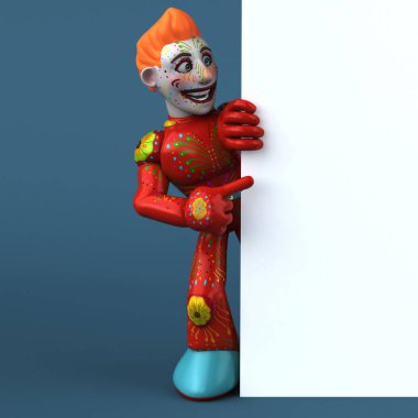 Meksika kahraman karikatür karakter - 3d çizim