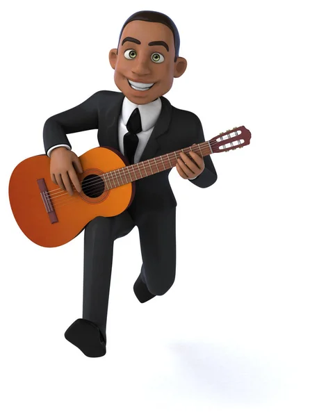 Spaß Cartoon Figur Mit Gitarre Illustration — Stockfoto