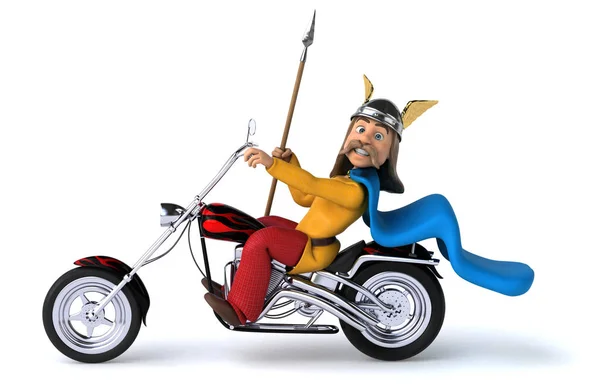 モーター バイク イラストの楽しい漫画のキャラクター — ストック写真