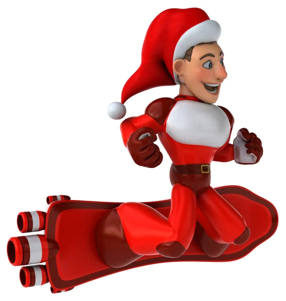 Fun Super Santa Claus Cartoon Character Illustration — Stock Photo, Image