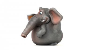 Bira ile eğlenceli çizgi film karakteri - 3 boyutlu animasyon 