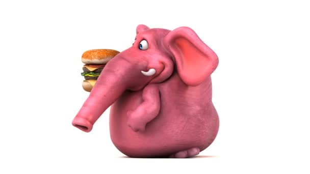 Grappig Cartoon Personage Met Hamburger Animatie — Stockvideo