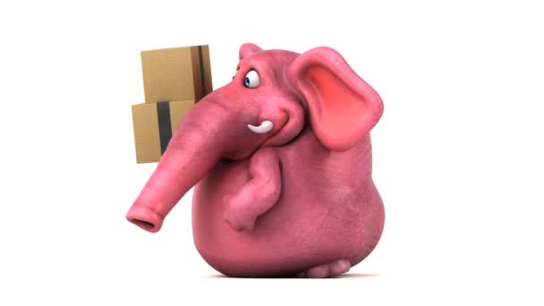 Fun Elephant Holding Boxes Animation — Stock Video