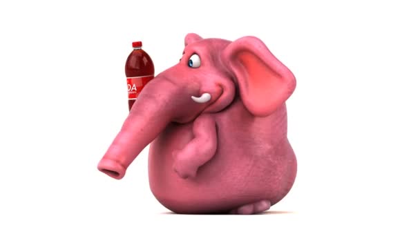 Fun Elephant Holding Soda Animation — Stock Video