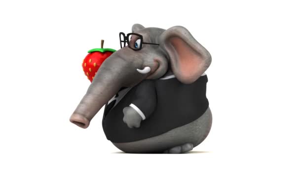 带有草莓的卡通人物 3D动画 — 图库视频影像