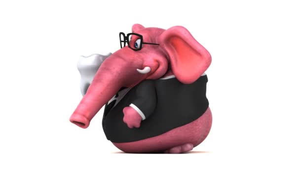 Słoń Śmieszne Kreskówki Charakter Gospodarstwa Ząb Animacja — Wideo stockowe