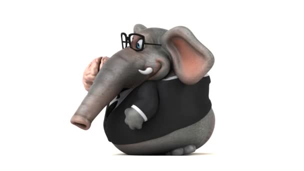 Elefante Personaggio Dei Cartoni Animati Con Cervello Animazione — Video Stock