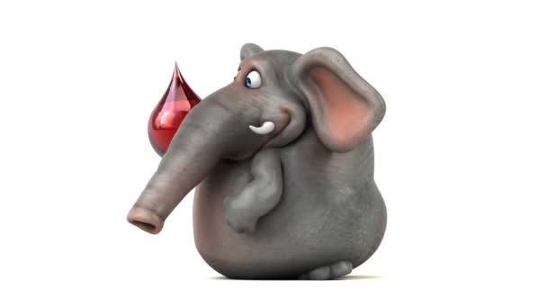 Divertente Elefante Che Tiene Goccia Animazione — Video Stock