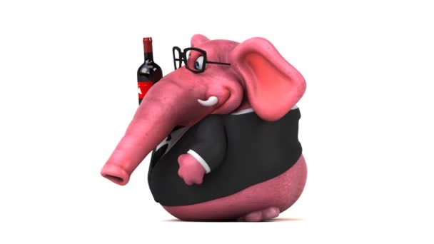 Divertido Personaje Dibujos Animados Con Vino Animación — Vídeo de stock