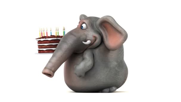 具有蛋糕 3D动画的卡通人物 — 图库视频影像