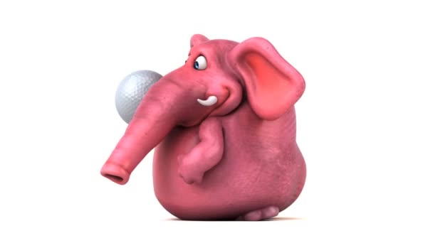 Elefante Divertido Personaje Dibujos Animados Sosteniendo Pelota Animación — Vídeos de Stock