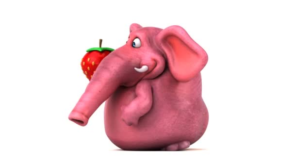 Zeichentrickfigur Mit Erdbeere Animation — Stockvideo