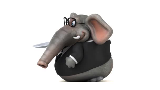 Elephant Cartoon Karaktär Med Plattan Animation — Stockvideo