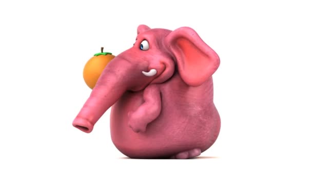 Fun Elephant Holding Orange Animation — Stock Video