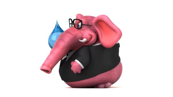 Elefante Fun Personagem Desenho Animado Com Gota — Vídeo de Stock