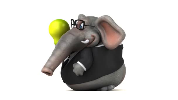Elefante Divertente Con Lampadina Animazione — Video Stock