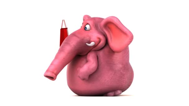 Fun Elephant Holding Bag Animation — Stock Video