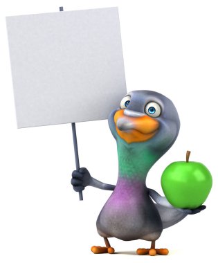 Komik karikatür karakter ile elma - 3d çizim