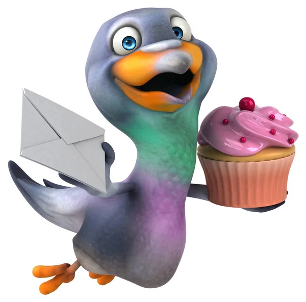 Lustige Cartoon Figur Mit Cupcake Illustration — Stockfoto