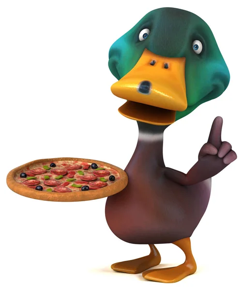 Lustige Cartoon Figur Mit Pizza Illustration — Stockfoto