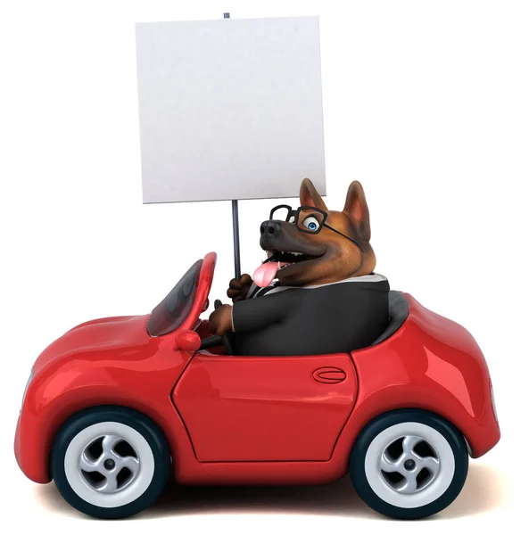Schäferhund Auf Auto Illustration — Stockfoto