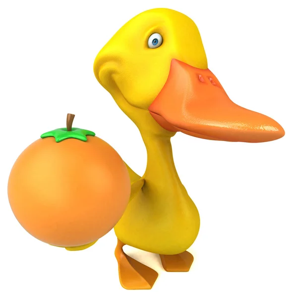 Divertido Pato Con Naranja Ilustración — Foto de Stock