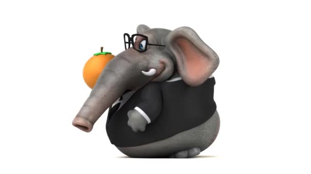 Divertente Personaggio Dei Cartoni Animati Elefante Con Arancione Animazione — Video Stock