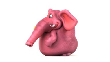 fil, eğlenceli çizgi film karakteri muz - 3d animasyon holding 