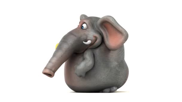 Elefante Divertido Personaje Dibujos Animados Sosteniendo Plátano Animación — Vídeo de stock